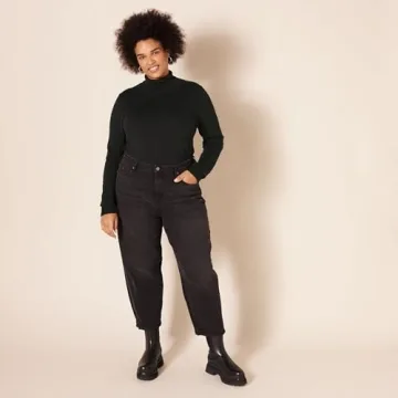 Amazon Essentials Women's Classic-Fit Lightweight Long-Sleeve Turtleneck Sweater (Available in Plus Size), Black, X-Small