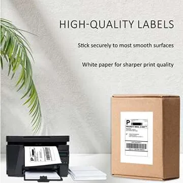 PACKZON Shipping Labels with Self Adhesive, Square Corner, for Laser & Inkjet Printers, 8.5 x 5.5 In...