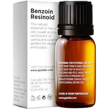 Gya Labs Benzoin Resinoid Essential Oil for Skin - 0.34 Fl Oz - 100% Pure Natural Benzoin Resinoid O...