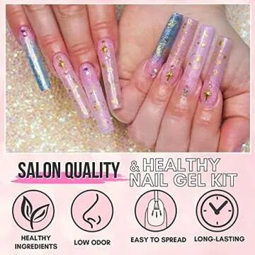 Makartt Poly Nail Gel Kit with UV LED Lamp: Clear Pink Neutral Colors, Multifunctional Builder for Extension strengthener, with Slip Solution, Dual Forms, Base Top Coat, Brush All in One Starter Set