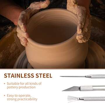 3Pcs Clay Ceramic Needle Tools - Premium Pottery Craft Set for Artists