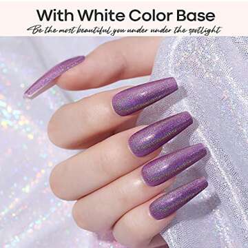 modelones Holographic Nail Polish, Inspire Glitter Gel Nail Polish Purple Metallic Gel Polish Soak off 1PCS 10ML with Iridescent Mermaid Mirror Effect for LED Nail Art Gel Manicure Salon DIY