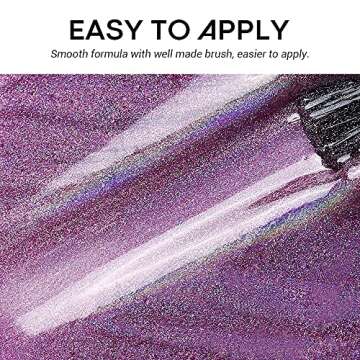 modelones Holographic Nail Polish, Inspire Glitter Gel Nail Polish Purple Metallic Gel Polish Soak off 1PCS 10ML with Iridescent Mermaid Mirror Effect for LED Nail Art Gel Manicure Salon DIY