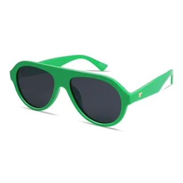 VANLINKER Retro Aviator Polarized Sunglasses for Men Women Trendy 70s Vintage Plastic Frame Sun Glas...