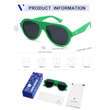 VANLINKER Retro Aviator Polarized Sunglasses for Men Women Trendy 70s Vintage Plastic Frame Sun Glasses VL9750 Green
