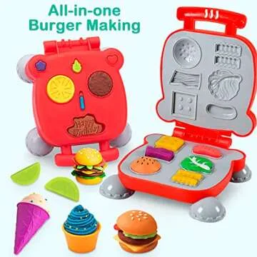 Dough Tools for Kids, 41Pcs Dough Toys Include Play Food Molds - Cupcakes, Ice Cream, Burger, Fries, Noodle, Play Bulk Pack with Roller, Cutters, Scissor, Dough Mat and Storage Bag Gifts (Tools)