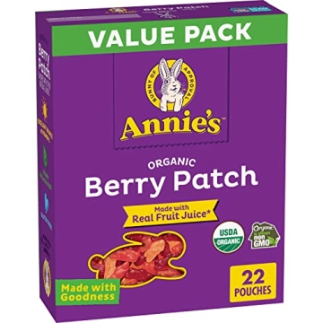 Annie's Organic Berry Patch Bunny Fruit Flavored Snacks, Gluten Free, Value Pack, 22 Pouches, 15.4 o...