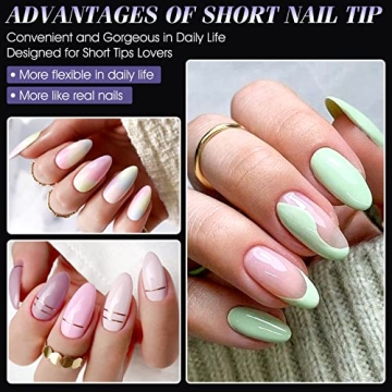 DIY Gelike EC Short Almond Shape Gel Nail Tips for Home