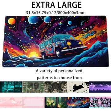 Colorful Trippy Car Desk Mat Large Desk Pad XXL Extended Gaming Mouse Pads Gift for Gamers, Aestheti...