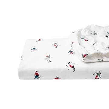 Eddie Bauer - Twin Sheet Set, Warm Breathable Cotton Flannel Bedding with Deep Pockets, Brushed for Extra Softness, Cozy Home Decor, Oeko-Tex Certified (Ski Slope, Twin)