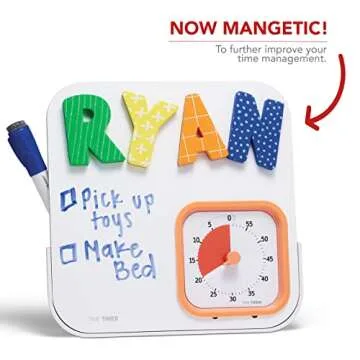 TIME TIMER MOD with Dry Erase Board — 60-Minute Visual Countdown Timer with Magnetic Whiteboard — for Notes, Chores, Classroom and Office Reminders, Visual Schedules, for Kids and Adults (Orange)