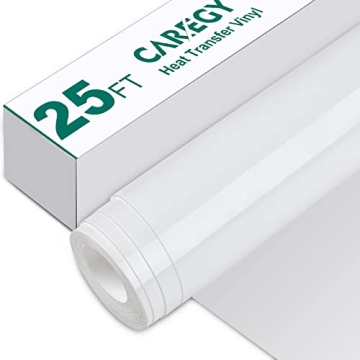 CAREGY HTV 12" x 25ft Roll - Iron On Heat Transfer Vinyl (White)