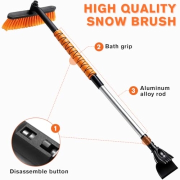 Showvigor Telescopic Snow Brush & Ice Scraper Combo 360°
