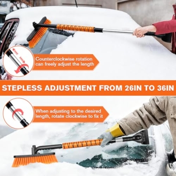 Showvigor Telescopic Snow Brush & Ice Scraper Combo 360°