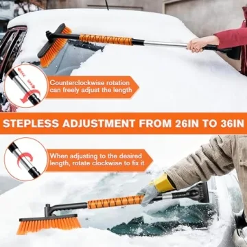 Showvigor Telescopic Snow Brush & Ice Scraper Combo 360°