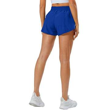 Aurefin Athletic Shorts for Women,Women's Quick Dry Workout Sports Active Running Track Shorts with Elastic and Zip PocketsSky Blue/X-Small