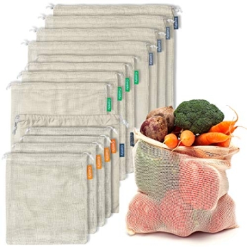 12+1 Reusable Produce Bags for Eco-Friendly Shopping