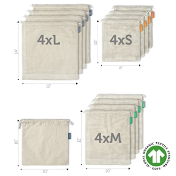 12+1 Reusable Produce Bags for Eco-Friendly Shopping