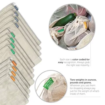 12+1 Reusable Produce Bags for Eco-Friendly Shopping