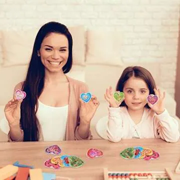 48 Pieces Valentine's Day Heart Maze Puzzles Party Favors for Valentine's Day Classroom Plastic Heart Shaped Maze Puzzles Novelty, Mixed Colors