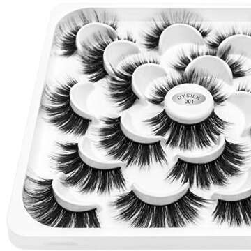 DYSILK 10 Pairs 6D Faux Mink Eyelashes Fluffy Wispy Long Dramatic Look False Eyelashes Volume Thick ...