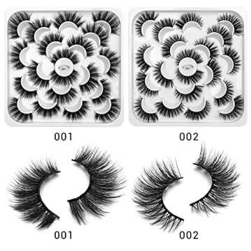 DYSILK 10 Pairs 6D Faux Mink Eyelashes Fluffy Wispy Long Dramatic Look False Eyelashes Volume Thick Extension Fake Eyelashes Natural Soft Makeup Handmade Reusable Lashes Pack No Glue