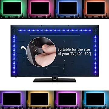 SUNNEST TV Backlight Light Kit, 6.56FT/2M 5V USB LED Lights Strips 5050 RGB Bias Lighting with Remote for HDTV Desktop PC Monitor Home Theater Kitchen Cabinets, Multi Color (40-60in)