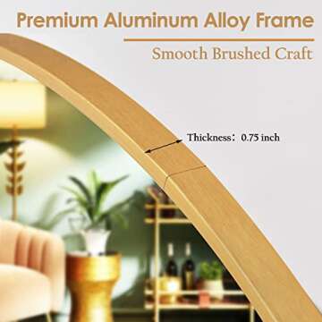 HARRITPURE Round Mirror 35.4" Gold Wall Mounted Circle Mirror with Aluminum Alloy Frame Modern Design for Bathroom, Living Room, Vanity, Bedroom, Entryway