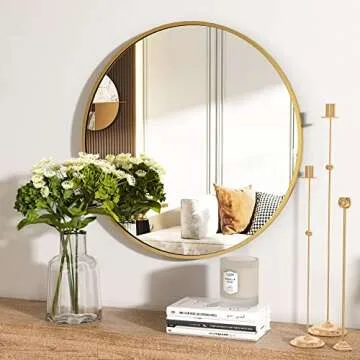 HARRITPURE 35.4" Gold Round Wall Mirror - Modern & Stylish