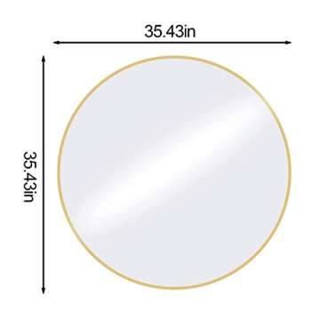 HARRITPURE Round Mirror 35.4" Gold Wall Mounted Circle Mirror with Aluminum Alloy Frame Modern Design for Bathroom, Living Room, Vanity, Bedroom, Entryway