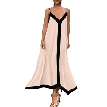 PRETTYGARDEN Women's 2025 Summer Maxi Dress Sleeveless V Neck Spaghetti Strap Flowy Elegant Holiday ...