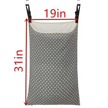 HDHYK Adjustable Space Saving Door Hanging Laundry Hamper Bag Dorm Laundry Bag,Wide Open Top Over The Door Laundry Hamper with Free Hanging Hooks