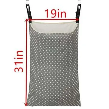 HDHYK Adjustable Space Saving Door Hanging Laundry Hamper Bag Dorm Laundry Bag,Wide Open Top Over The Door Laundry Hamper with Free Hanging Hooks