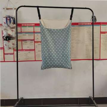 HDHYK Adjustable Space Saving Door Hanging Laundry Hamper Bag Dorm Laundry Bag,Wide Open Top Over The Door Laundry Hamper with Free Hanging Hooks