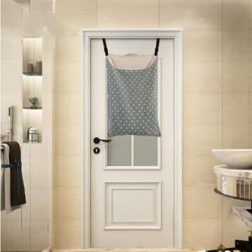 HDHYK Adjustable Space Saving Door Hanging Laundry Hamper Bag Dorm Laundry Bag,Wide Open Top Over The Door Laundry Hamper with Free Hanging Hooks