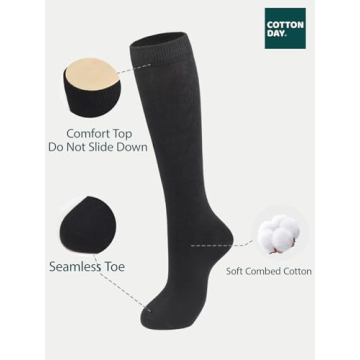 COTTON DAY 3 Pack Kids Girls Soft Knee High School Uniform Dress Socks