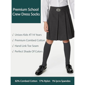 COTTON DAY Kids Knee High Dress Socks 3 Pack 4-6 Years