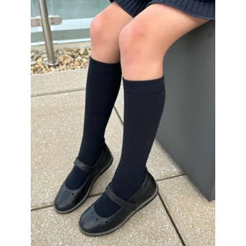 COTTON DAY Kids Knee High Dress Socks 3 Pack 4-6 Years