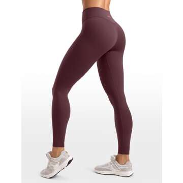 INGIA Womens High Waisted Lounge Yoga Legging 25" Butt Lifting Workout No Front Seam Tummy Control Gym Yoga Pants Americano (Plumbrown) X-Small