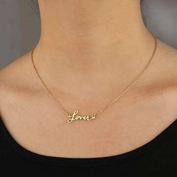 Wonlte Lover Necklace Gold FEARLESS All too well Singer Signature Necklaces for Women, TS Music Insp...