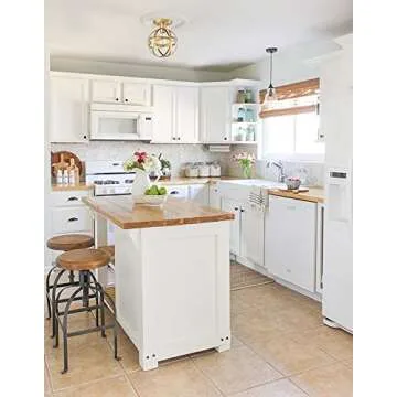 JEENKAE Modern Gold Light Fixture Ceiling Hallway Semi Flush Globe Atom Sphere Ceiling Hang Lighting