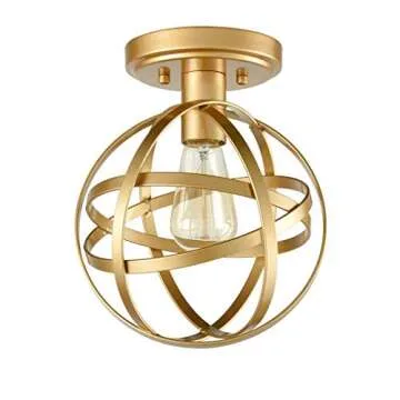 JEENKAE Modern Gold Light Fixture Ceiling Hallway Semi Flush Globe Atom Sphere Ceiling Hang Lighting