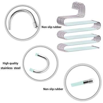 devesanter Pants Hangers Space Save Non-Slip 6 Pack S-Shape Trousers Hangers Stainless Steel Clothes...