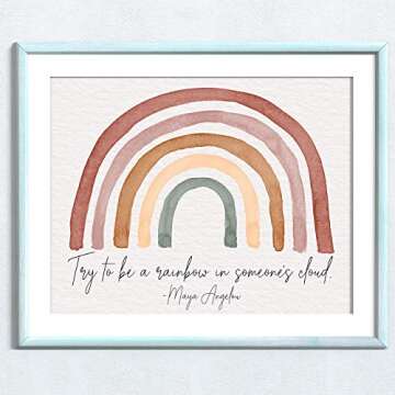 Famous Poet Quote ‘Be a Rainbow’ Watercolor Wall Art | Terra Cotta Neutral 14x11 UNFRAMED Print - Bohemian, Positive, Inspirational, Typography, Motivational Home Decor