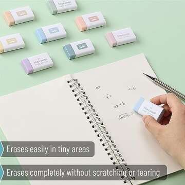 Mr. Pen- Erasers, 10 Pack, Pencil Eraser, Muted Morandi Colors, Erasers for Pencils, Mr Pen Erasers, Erasers for School, Large Eraser, Block Erasers for School, Rubber Eraser, Large Erasers for School