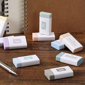 Mr. Pen- Erasers, 10 Pack, Pencil Eraser, Muted Morandi Colors, Erasers for Pencils, Mr Pen Erasers, Erasers for School, Large Eraser, Block Erasers for School, Rubber Eraser, Large Erasers for School