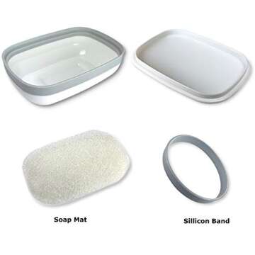 kiasona Travel Soap Box,soap Bar Holder Dish Container Case with Sponge saver Drain&Silicone Band,St...