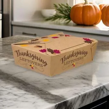 Thanksgiving Foldable Paper To-Go Boxes - Pack of 5