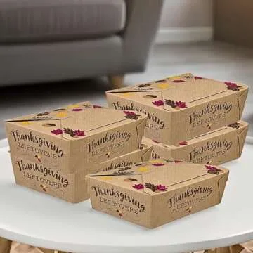 Thanksgiving Foldable Paper To-Go Boxes - Pack of 5