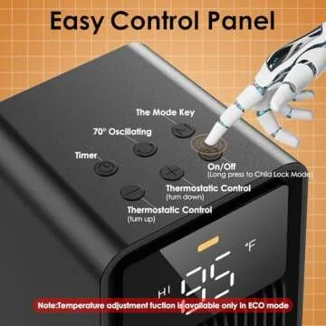 WONEEY Space Heater, 1500W Electric Heater with Thermostat, 70° Oscillating, 4 Modes,1-12H Timer Space Heaters for Indoor Use, Over Heating & Tip-over Protection Portable Heater for Bedroom, Office